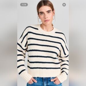 Nautica Cream and Black Striped Sweater